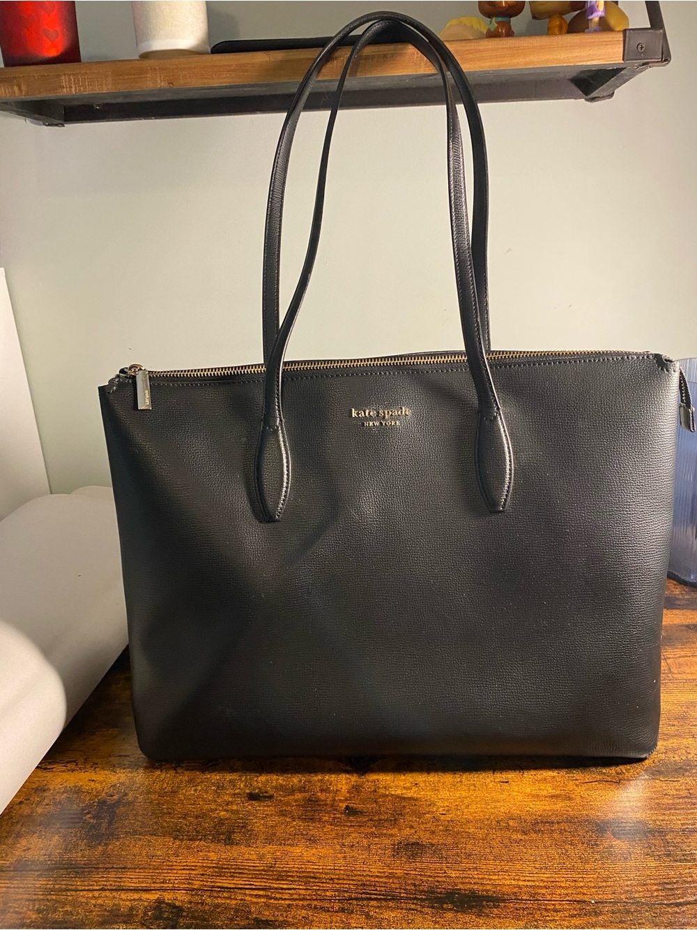 kate spade New York All Day Large Black Leather Tote